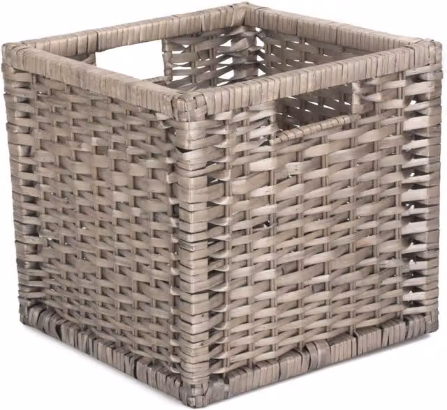 Red Hamper Brown Wicker and Wood Split Willow Storage Basket – 1