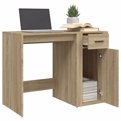 vidaXL Modern Writing Desk in Brown Engineered Wood W/D/H: 100 x 49 x 75 cm – 4