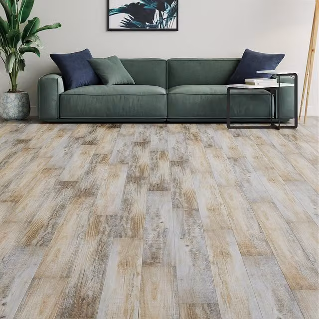 Komore Self-Adhesive Wood Look PVC Floor Tiles in Rustic Brown