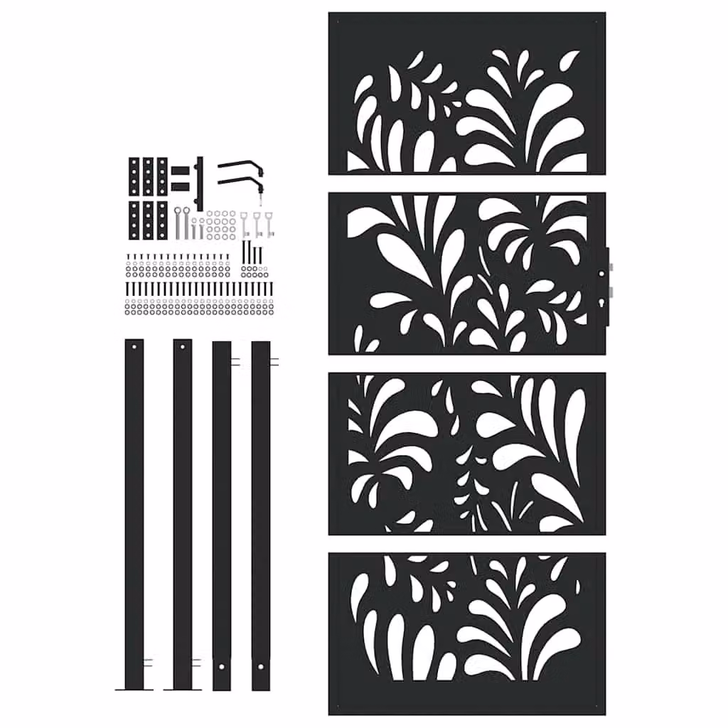Berkfield Black Steel Wave Design Garden Gate, W: 105 cm, H: 205 cm – 3
