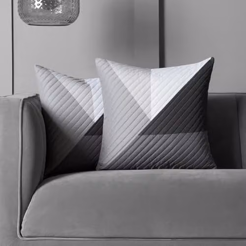 OHS Set of 4 Grey Pinsonic Geometric Cushions with Removable Covers, W/D/H: 45 x 45 x 45 cm – 1