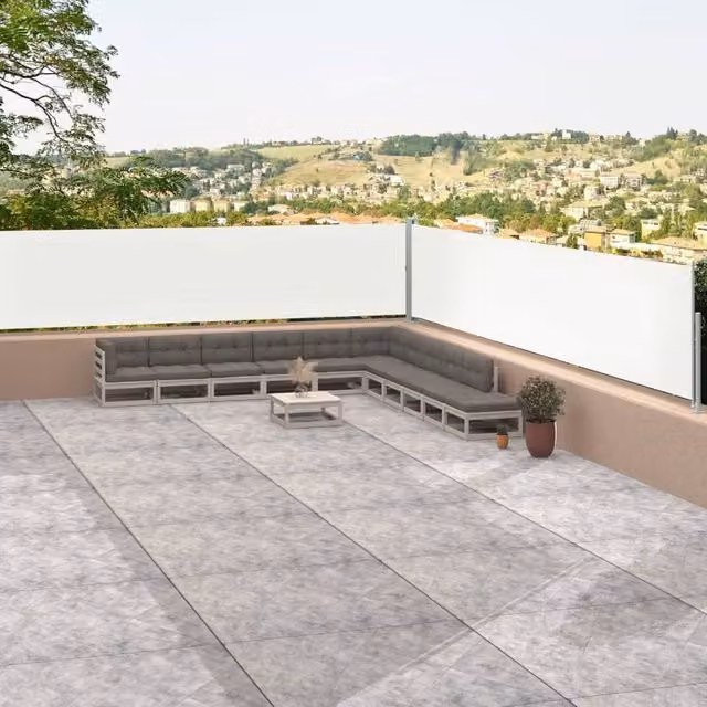 Berkfield Home Retractable Side Awning in Beige Polyester, W/H: 117 x 1200 cm