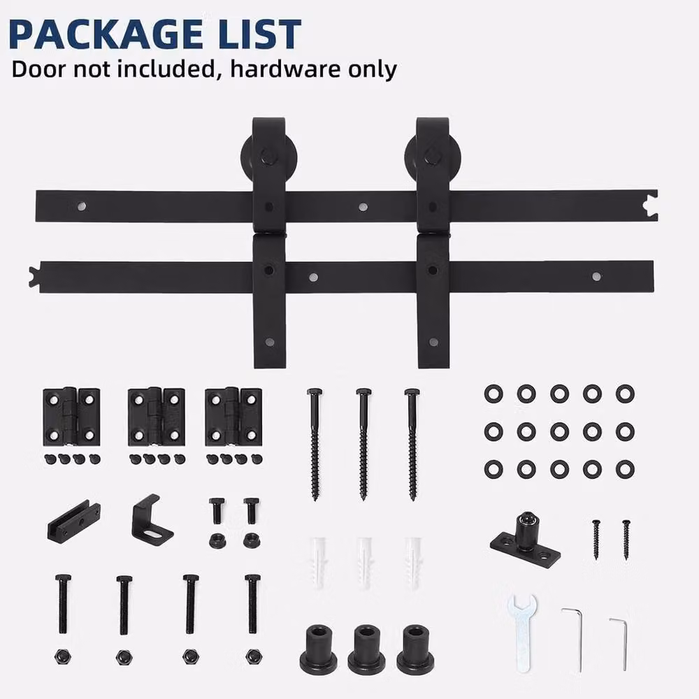 Havendro 24 inch Sliding Barn Door Hardware Track Roller Set in Black Powder Finish – 2