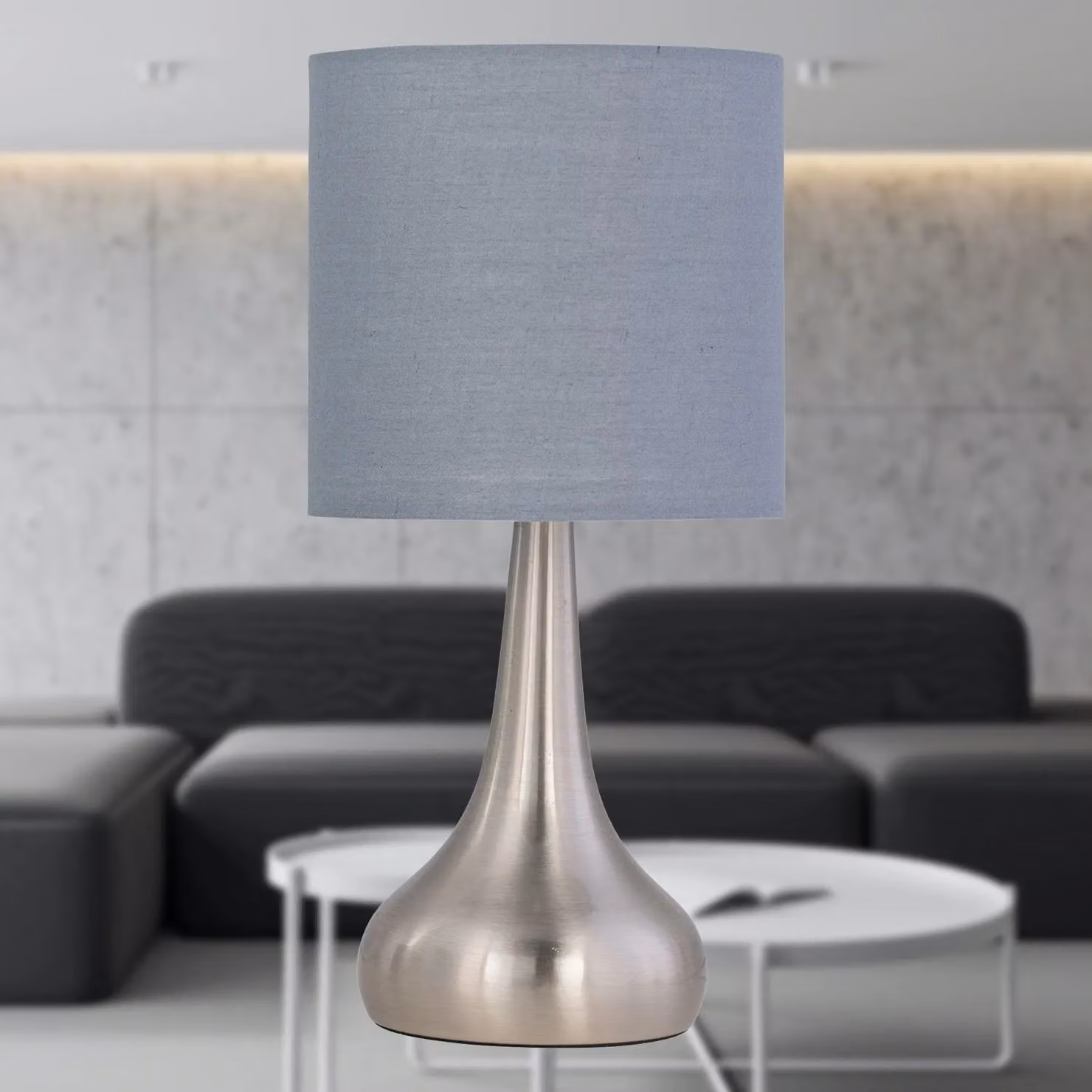 First Choice Lighting Romana Touch Operated Table Lamp Base in Brushed Chrome Silver – 2