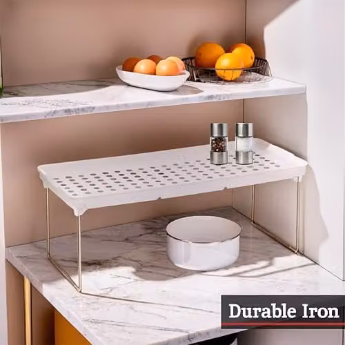 Orsina Adjustable White and Grey Plastic Kitchen Shelf Inserts – 5