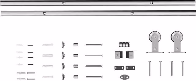 HOMCOM Sliding Door Hardware Kit in Brushed Silver Tone, 304 Stainless Steel, for 200 cm Track – 1