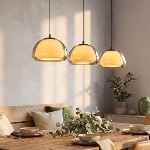 Globo Lighting Jella Bar Pendant Ceiling Light in Black and Smoke Grey Glass with 3x E14 Bulbs, Height Adjustable – 2