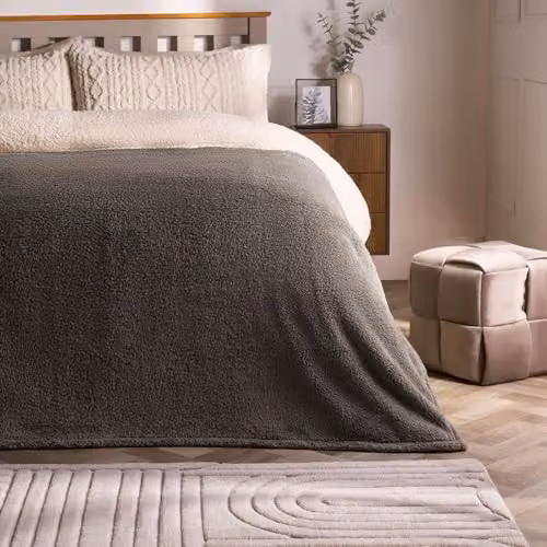 OHS Grey Teddy Fleece Throw Blanket, W/D/H: 200 x 240 cm – 4