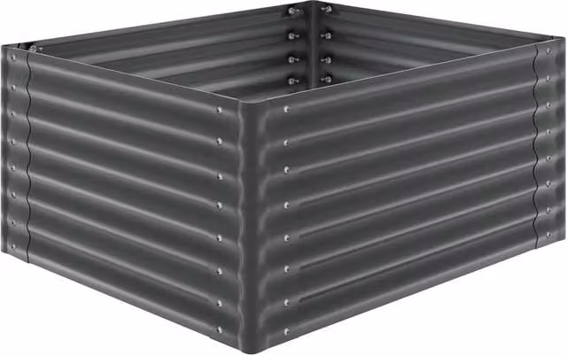 tectake Blomma Raised Garden Bed in Galvanised Steel, Anthracite Grey – 1