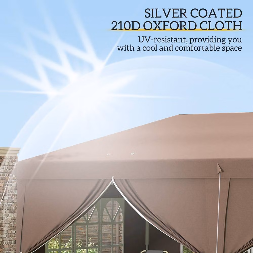 Matteo Brown Pop Up Party Tent with Sides and Windows, W: 600 cm, D: 300 cm, H: 270 cm – 4