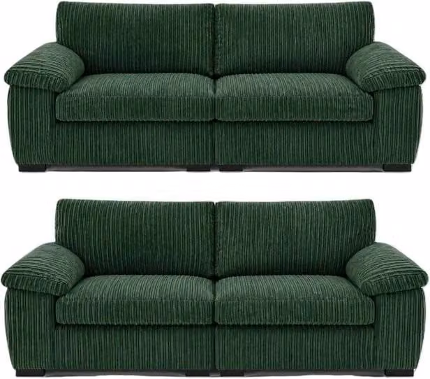 Bliss Furniture Amalfi 3+2 Seater Sofa Set in Green Fabric with Foam Seating and Solid Wood Frame