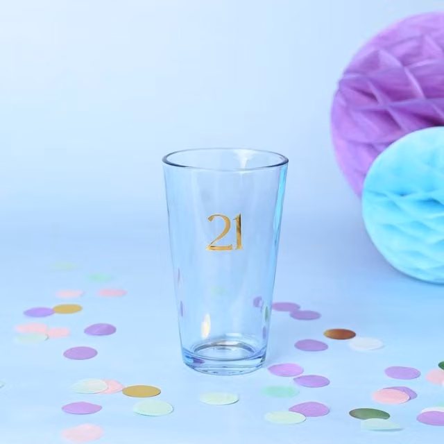 Confetti Gold Dotted Beer Glass in Clear Glass