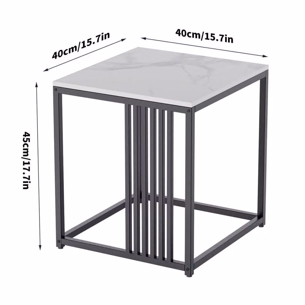 KORVIXA 2 Tier Modern Square Coffee Table in White with Ceramic Stone Top, W/D/H: 100 x 100 x 45 cm – 2