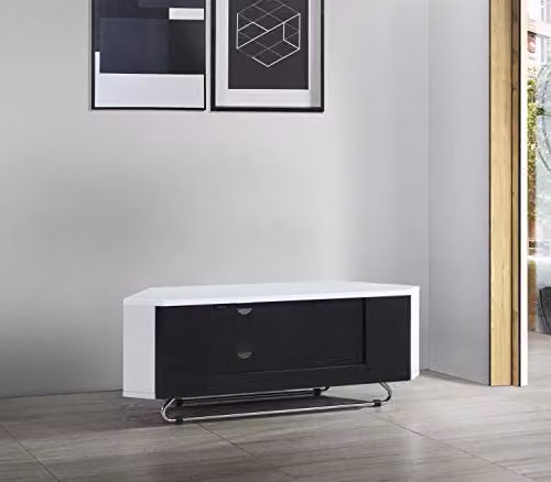 Centurion Supports Hampshire Corner-Friendly Gloss White and Black Contrast TV Cabinet for 26-50 inch Flat Screen TVs W/D/H: 111 x 40 x 41 cm – 5