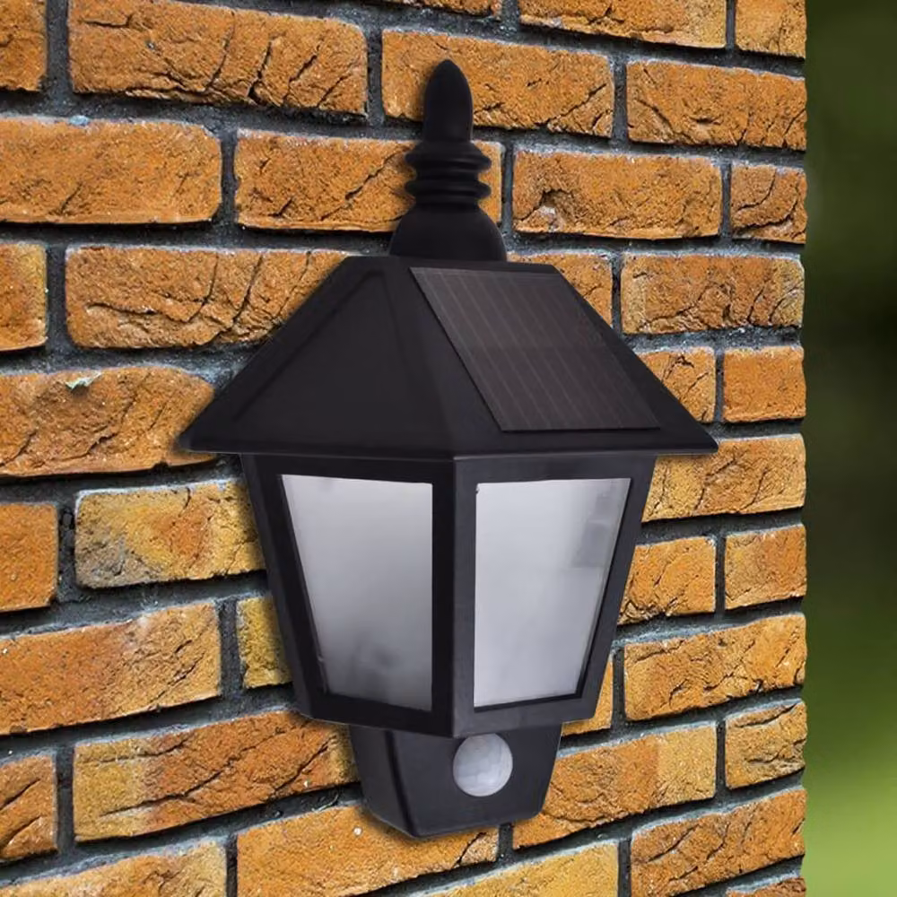 Berkfield Home Solar LED Wall Lamps with Motion Sensor, Black, 2 Pack – 3