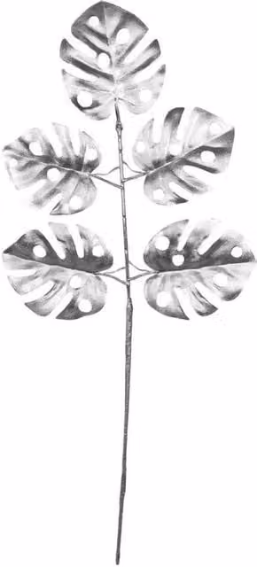 KDMD Silver Metallic Monstera Leaf Spray, 3 Pack