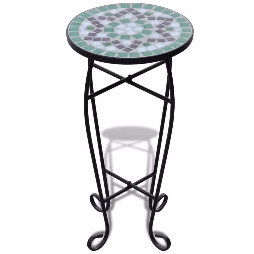 Berkfield Home Mediterranean Mosaic Side Table in Green and White, W/D/H: 30 x 30 x 30 cm – 2