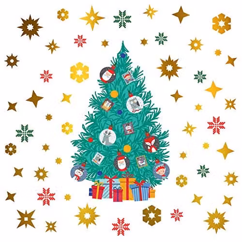 WALPLUS Christmas Adhesive Wall Stickers, Multicolour, One Size