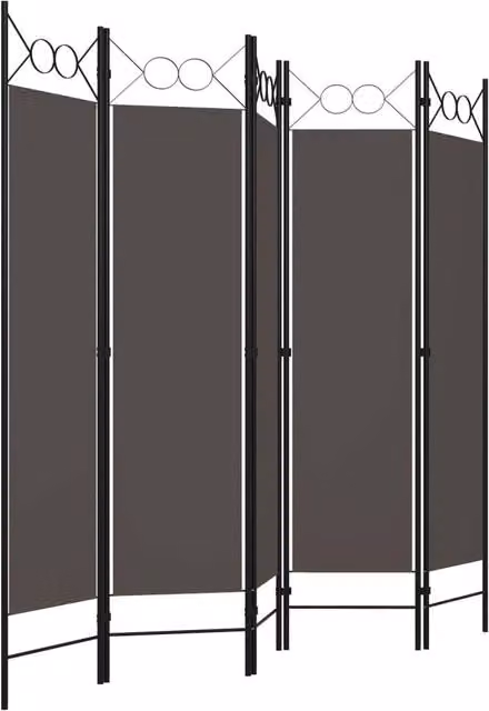 Berkfield Home Practical 5-Panel Room Divider in Anthracite Grey, W: 200 cm, H: 180 cm – 1