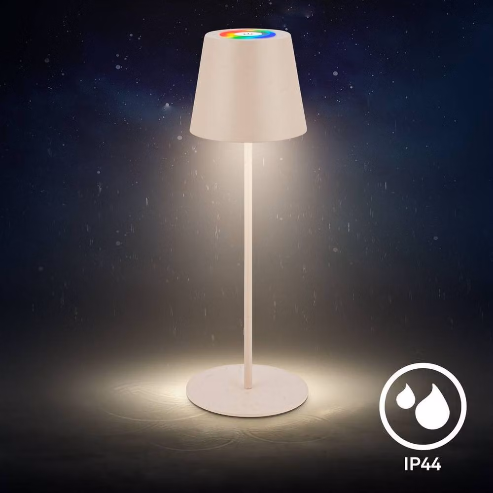 Briloner Beige LED Table Lamp, Rechargeable RGBW Colour Changing Dimmable Light with Touch Control – 7