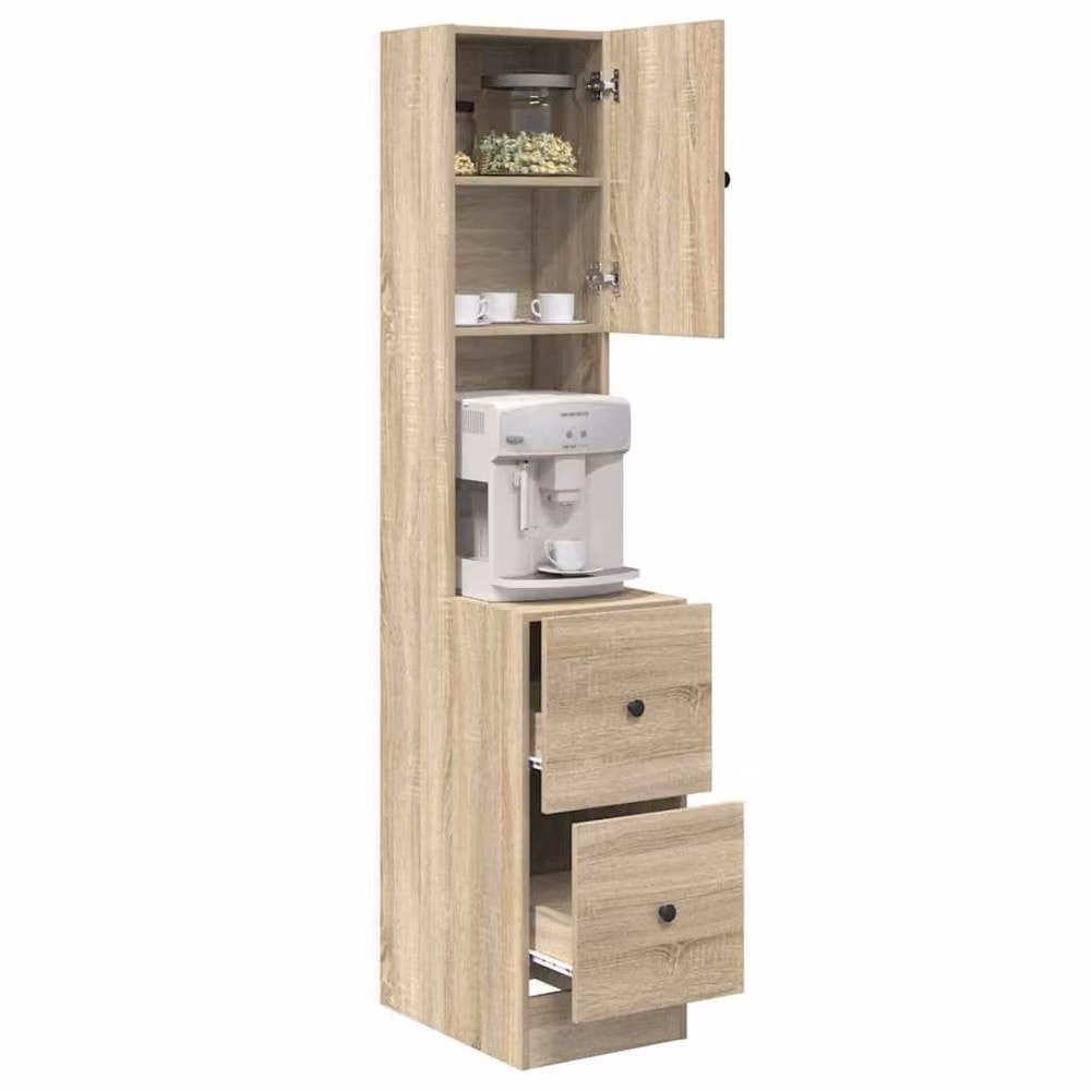 Berkfield Home Sonoma Oak Kitchen Tall Cabinet in Beige, W/D/H: 35 x 50 x 180 cm – 2