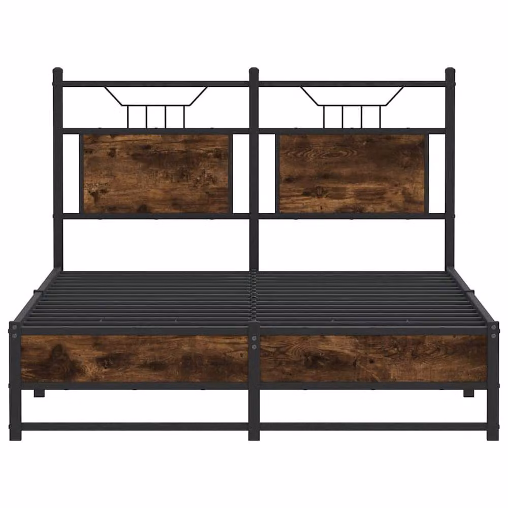Berkfield Home Decorative Bed Frame in Smoked Oak and Brown, W/D/H: 120 x 200 cm – 4