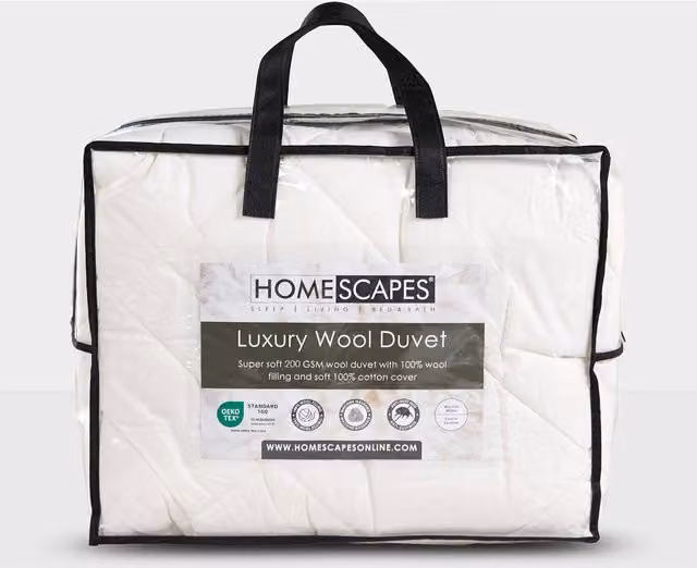 Homescapes Luxury Light Wool Duvet in Cream, Double Size