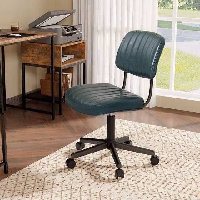 Costway Dark Green PU Leather Swivel Executive Office Chair with Height Adjustment