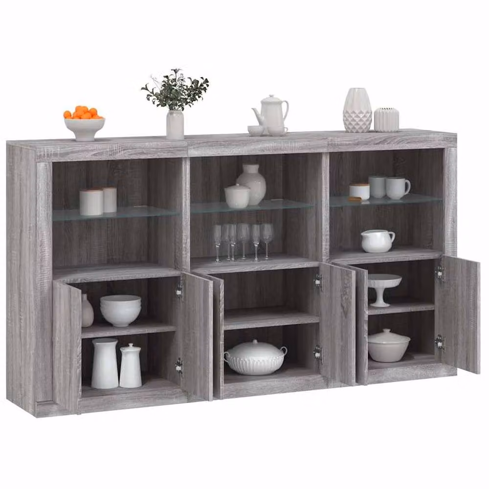 Berkfield Home Modern Sideboard with Integrated LED Lights in Grey Sonoma, W: 181.5 cm, D: 37 cm, H: 100 cm – 2