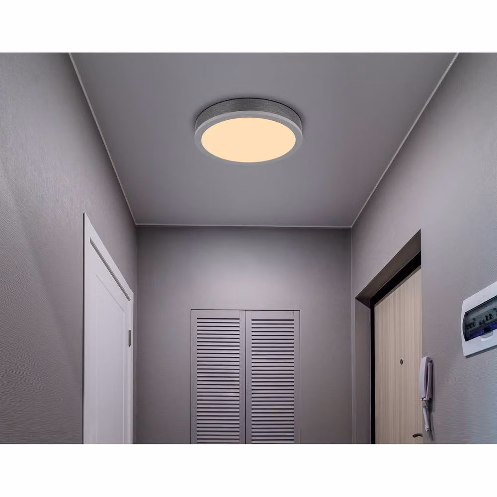 Netlighting Doro Round Flush Ceiling Light in Silver, 30 cm Diameter, Warm White LED – 4