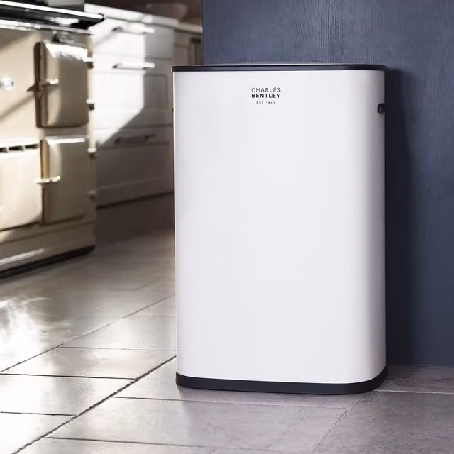 Charles Bentley 55L White Sensor Bin with Black Trim, H 61.5 x W 42.5 x D 28.5 cm
