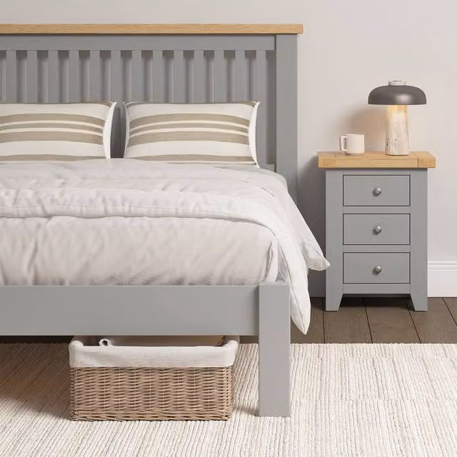 Seconique Windsor 5' Bed Low Foot End in Light Grey, King Size, W/D/H: 180 x 200 x 106.5 cm