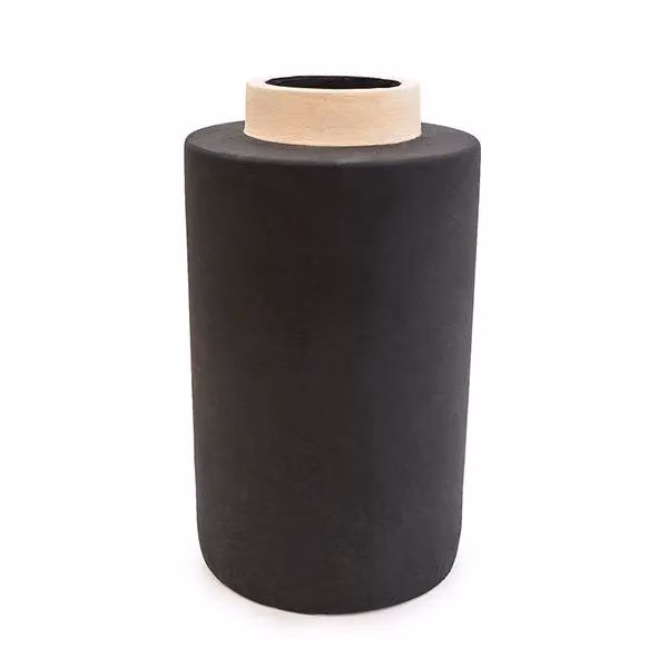 Madison & Mayfair Modern Black Ceramic Cylinder Vase, H 32.5 cm x W 18.5 cm x D 18.5 cm – 2