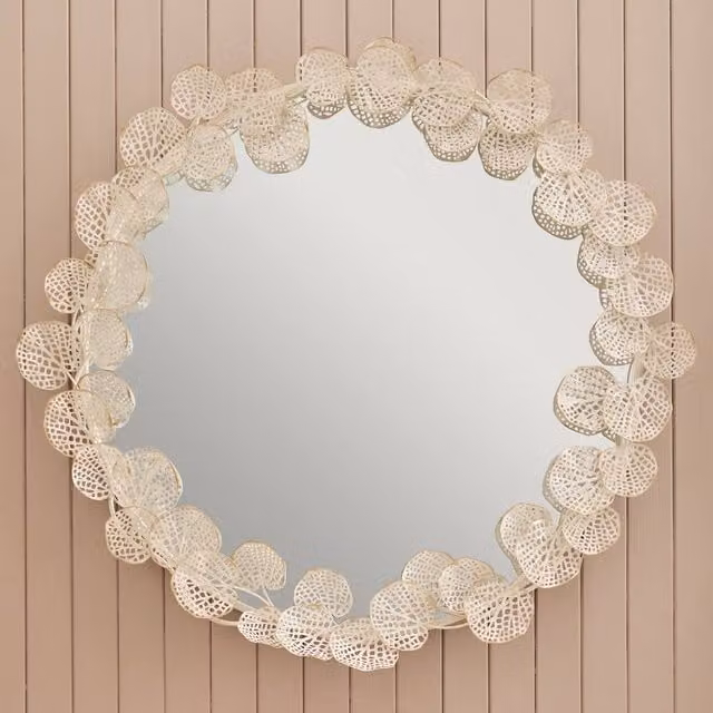 Voyage Maison Gaia Round Wall Mirror in Beige and White
