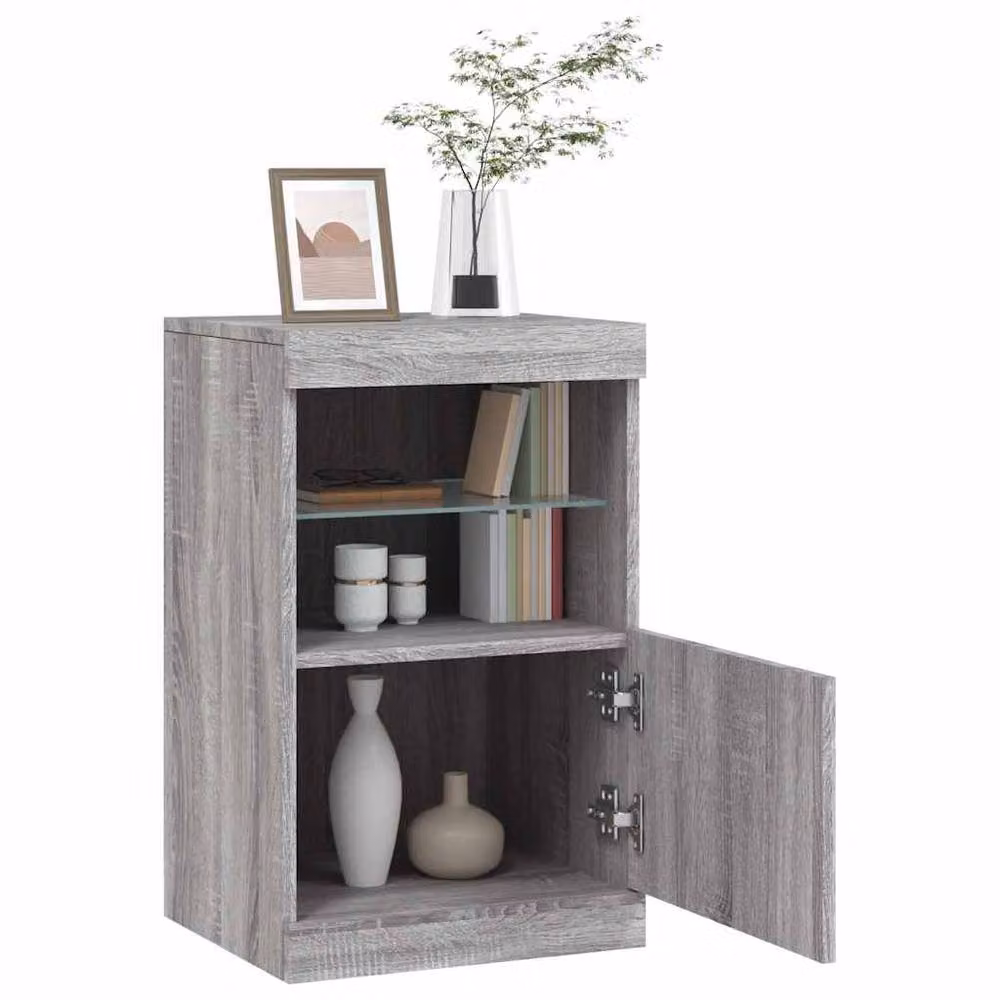 Berkfield Home Modern Grey Sideboard with Integrated LED Lighting W: 41 cm, D: 37 cm, H: 67 cm – 4