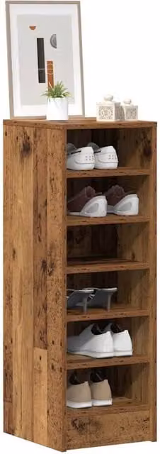 Berkfield Home Shoe Cabinet in Brown Old Wood, W/D/H: 32 x 35 x 92 cm