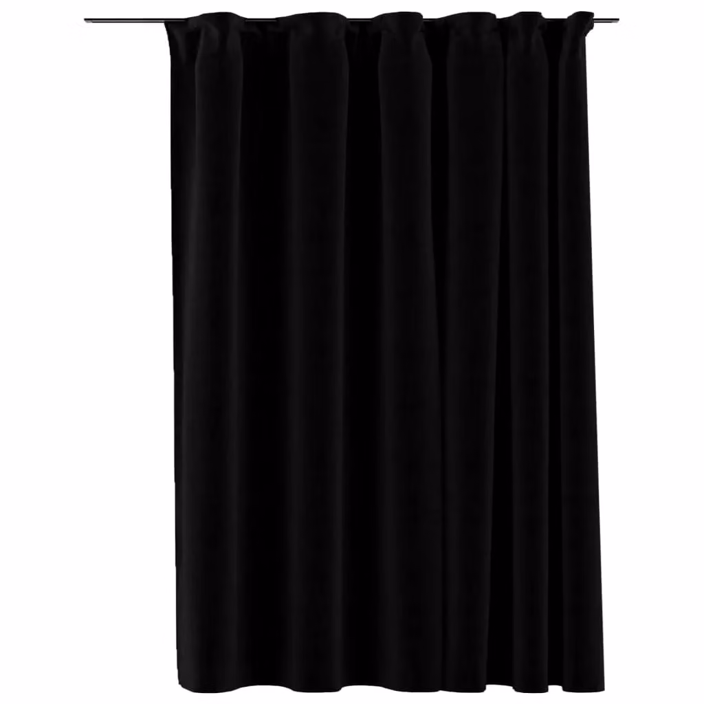 Berkfield Home Linen-Look Blackout Curtains with Hooks, Black, W: 290 cm, H: 245 cm – 2