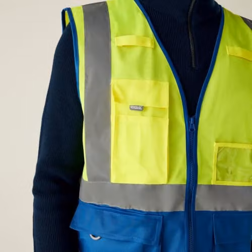 Regatta Men's Hi-Vis Executive Vest in Yellow and Royal Blue, Size: S – 4