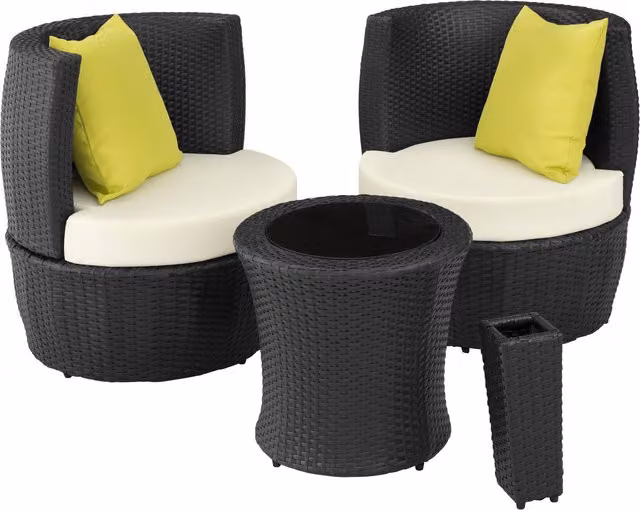 tectake Nizza W Modern Rattan Garden Set with Matt Black Aluminium Frame