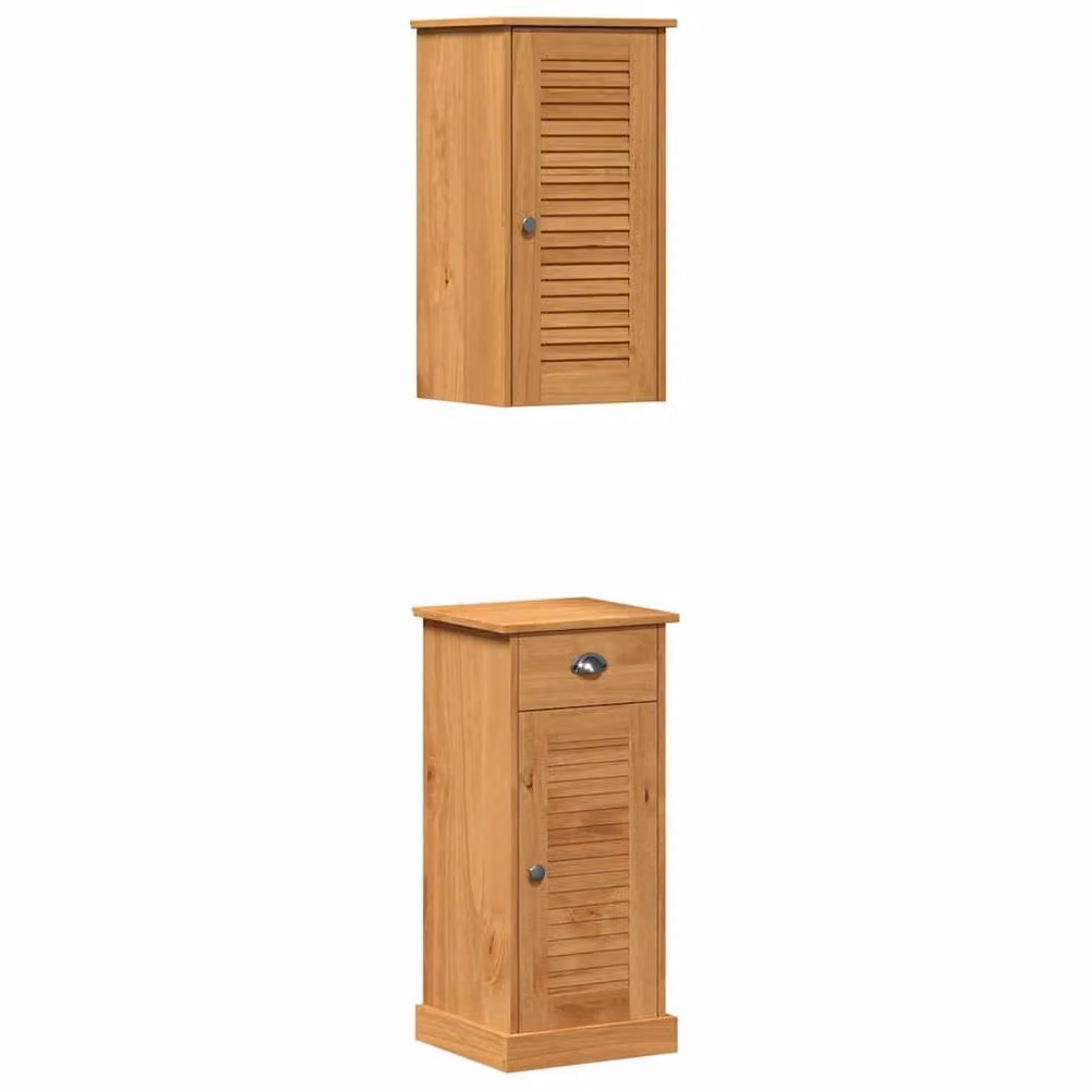 Berkfield Home Traditional Brown Pine Bathroom Furniture Set with Drawer and Shelf – 3