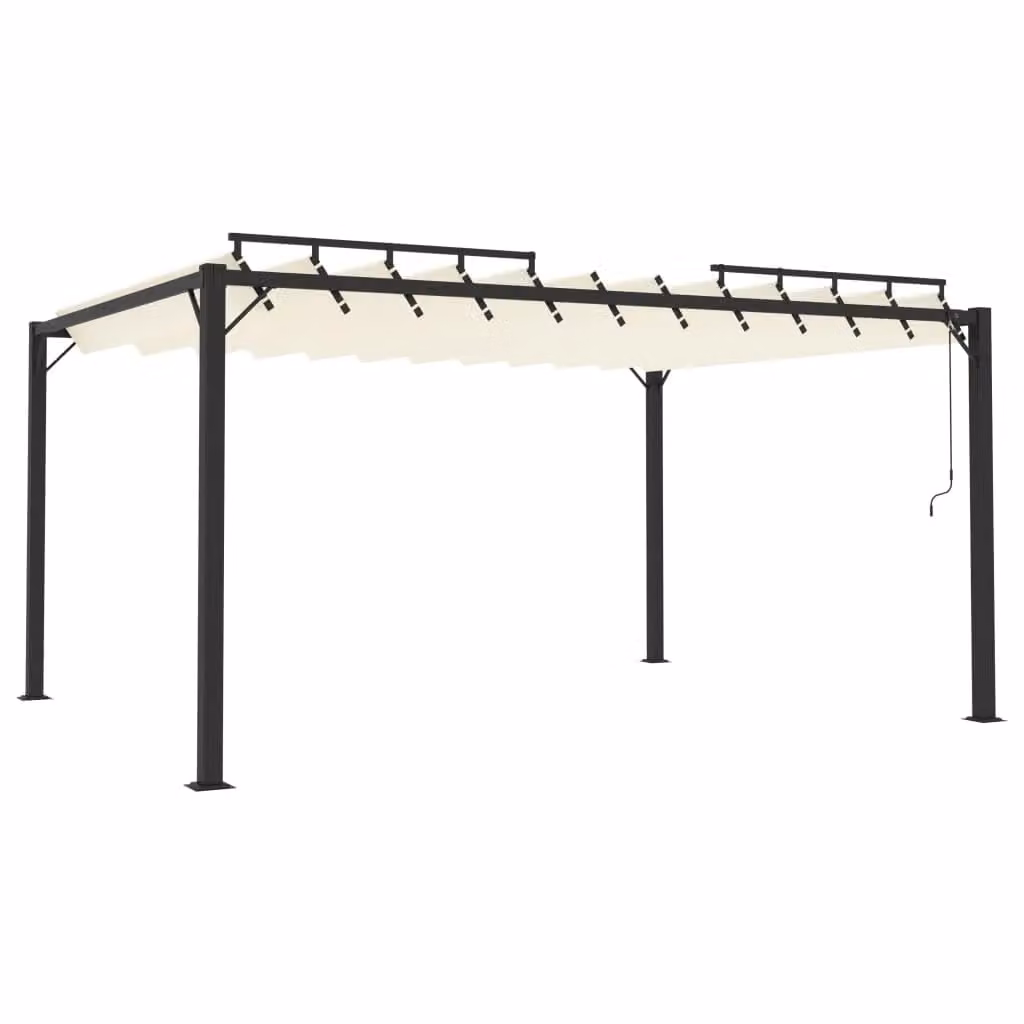 Berkfield Home Gazebo with Louvered Roof in Beige Aluminium and Cream Fabric, W: 400 cm, D: 300 cm – 2