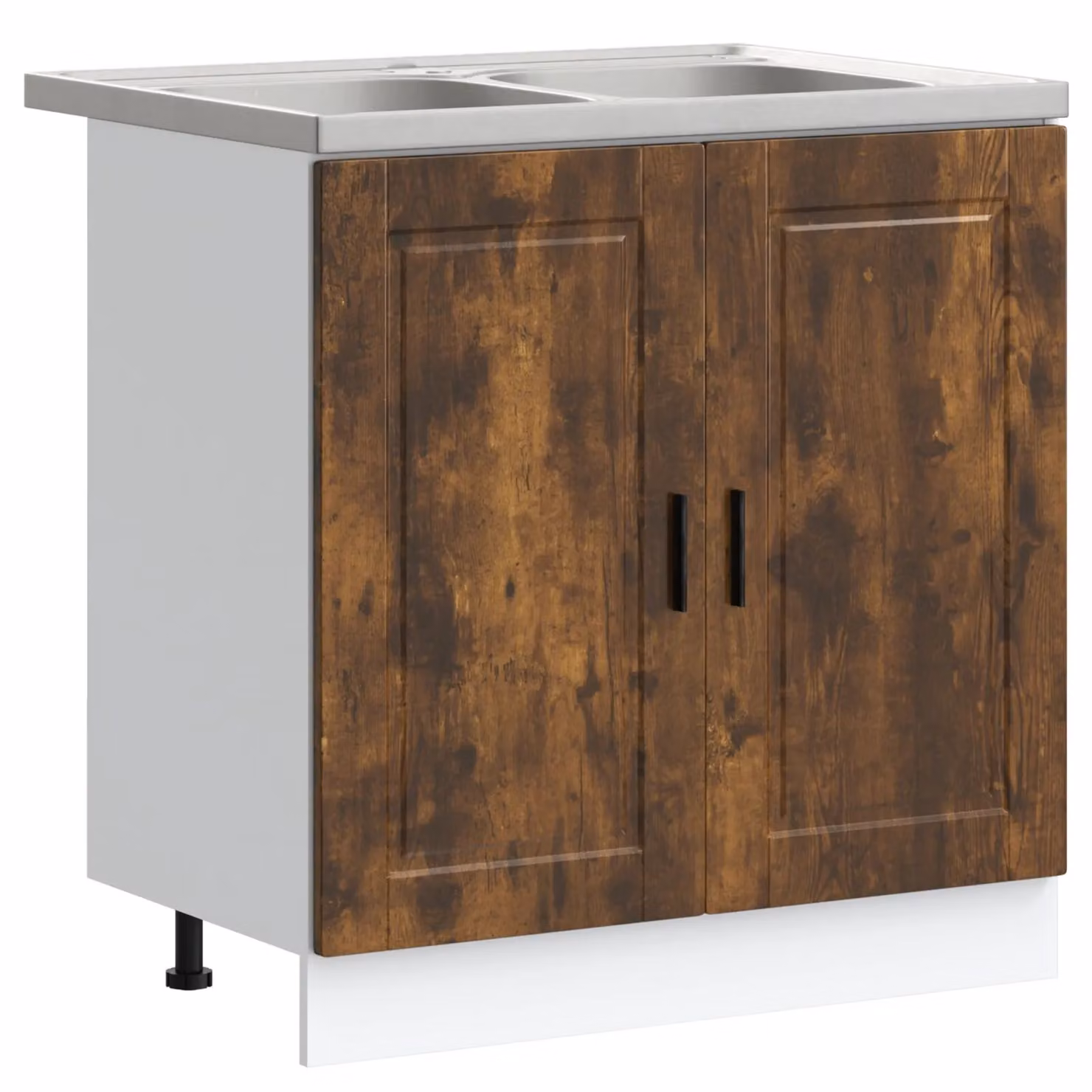 Berkfield Home Porto Sink Base Cabinet in Smoked Oak Brown, W/D/H: 80 x 46 x 84.5 cm