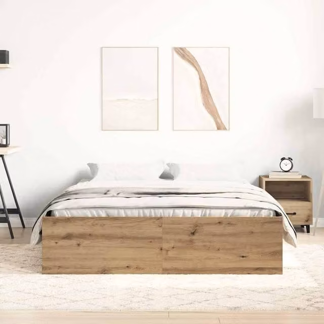 Berkfield Home Artisan Oak Small Double Bed Frame in Brown, W/D/H: 120 x 190 cm – 1