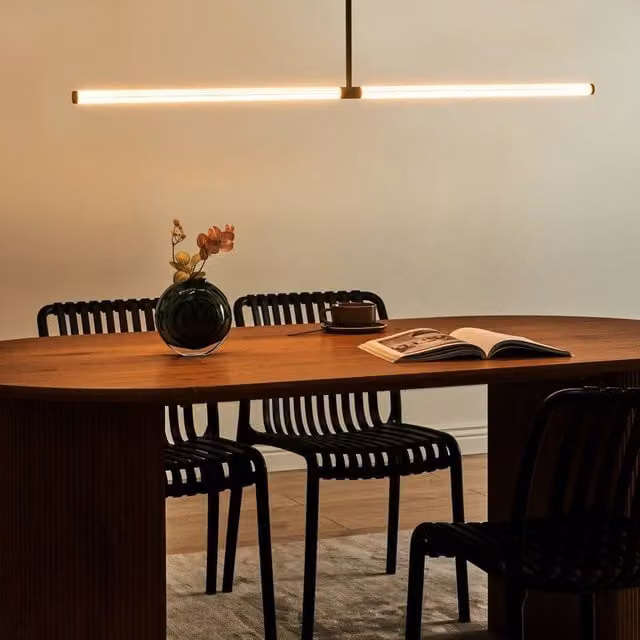 Wyld and Coco Black Linear LED Pendant Lamp with Transparent Glass and Matte Iron Frame