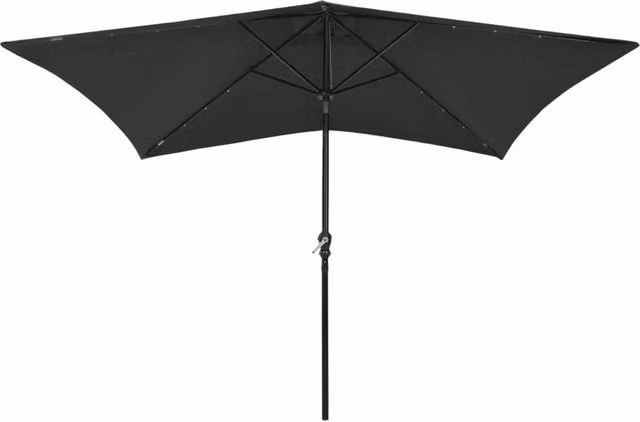 Berkfield Home Black Polyester Parasol with LED Lights and Steel Pole, W/D/H: 300 x 300 x 200 cm – 1