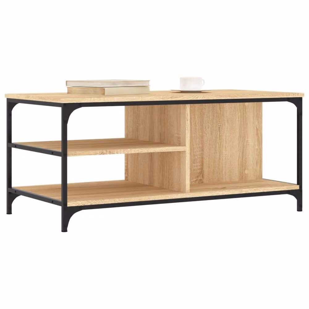 Berkfield Home Sonoma Oak Coffee Table in Brown, W/D/H: 100 x 50 x 45 cm – 3