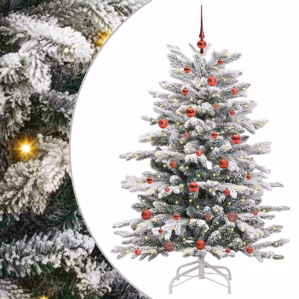 Berkfield Home Elegant Artificial Hinged Christmas Tree in White, Height: 150 cm – 3