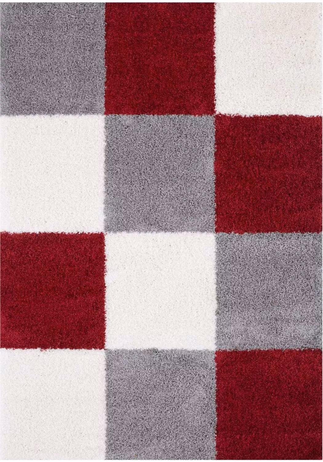 THE RUGS Soft Check High Pile Shaggy Rug for your Living Room or Bedroom, Red, W: 160 cm, D: 230 cm – 2
