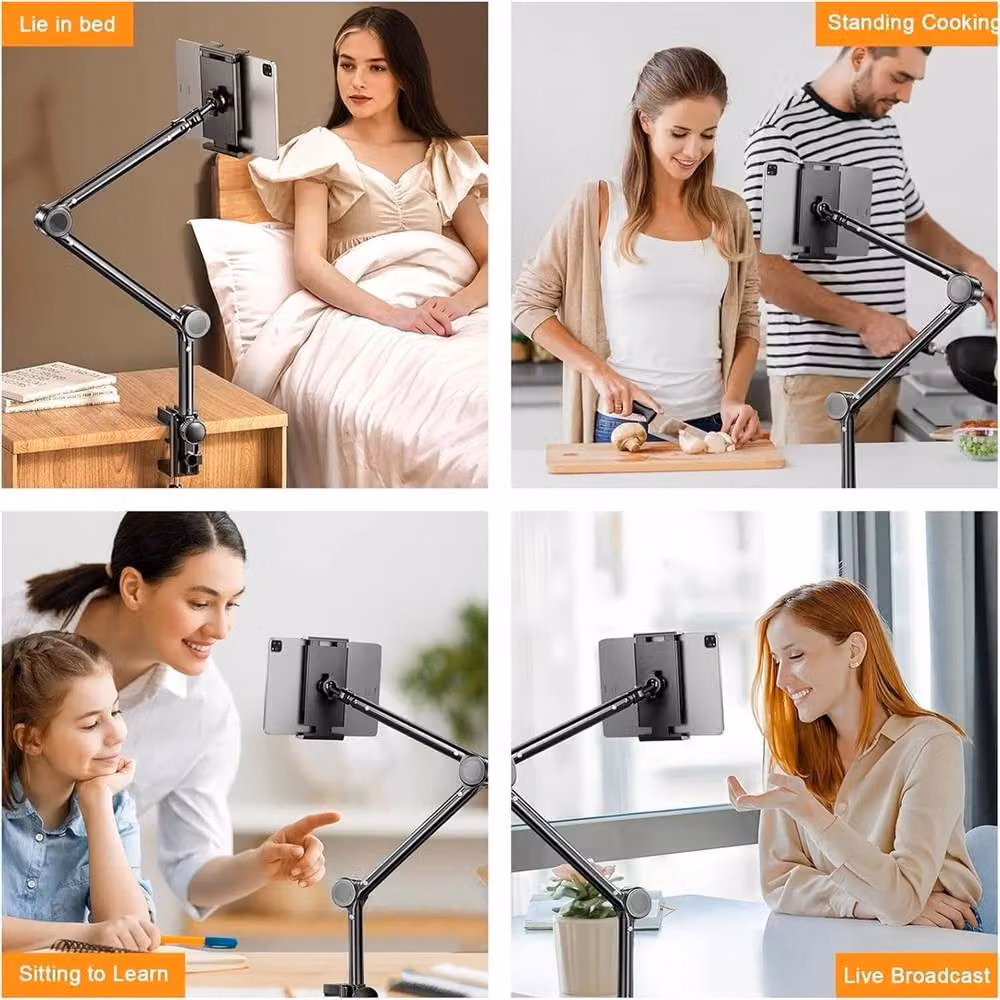 Nordara Foldable Bed Tablet Stand with 3 Metal Arms, Black – 3