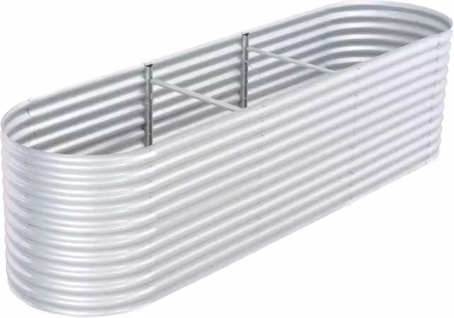 Berkfield Home Garden Galvanised Steel Raised Bed in Silver, W: 320 cm, D: 80 cm, H: 81 cm